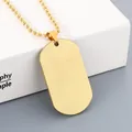Minimalist street style golden stainless steel dog tag necklace for men and women - Matte Gold Tag + Gold Tone Ball Chain