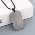 Minimalist stainless steel military dog tag necklace with black bead chain SKU - Matte Black Tag + Black Ball Chain