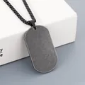 Minimalist stainless steel dog tag necklace with antique silver finish and black chain - Matte Black Tag + Black Square Chain