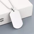 Minimalist stainless steel dog tag necklace with polished silver finish - Polished Silver Tag + Silver Tone Ball Chain