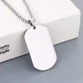 Minimalist stainless steel military dog tag necklace with box chain for custom engraving - Polished Silver Tag + Silver Tone Square Chain
