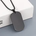Minimalist black stainless steel dog tag necklace with durable beaded chain for customization - Polished Black Tag + Black Ball Chain