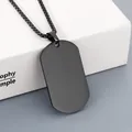 Minimalist black stainless steel military dog tag necklace with box chain for men - Polished Black Tag + Black Box Chain