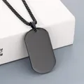Minimalist black stainless steel dog tag necklace with box chain suitable for engraving - Polished Black Tag + Black Square Chain