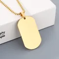 Minimalist blank gold-plated stainless steel dog tag necklace for men and women - Polished Gold Tag + Gold Tone Box Chain