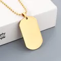 Minimalist golden stainless steel dog tag necklace with ball chain, engravable jewelry - Polished Gold Tag + Gold Tone Ball Chain