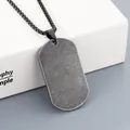Vintage distressed stainless steel military dog tag necklace with black bead chain accessory - Matte Black Tag + Black Box Chain