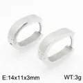 Minimalist silver stainless steel U-shaped hoop earrings in 14x11x3mm size - U-Shaped Geometric Style (KE122894-KFC) / 14x11x3mm / Silver