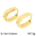Gold-plated stainless steel U-shaped rectangular hoop earrings with 14x11x3mm dimensions - U-Shaped Geometric Style (KE122892-KFC) / 14x11x3mm / Gold