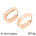 Minimalist rose gold stainless steel U-shaped hoop earrings 14x11mm for daily wear - U-Shaped Geometric Style (KE122893-KFC) / 14x11x3mm / Rose Gold