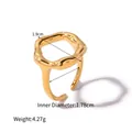 Adjustable 18K gold plated stainless steel geometric open ring for fashion jewelry - Wavy Geometric Style (YYR023132)