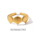 18K gold plated stainless steel triple shell open ring for beach holiday style - Triple Shell Style (YYR023211)