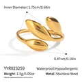 18K gold-plated stainless steel geometric leaf open ring with adjustable design for women - Intertwined Leaf Style (YYR023259)