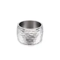 Bague minimaliste en acier titane argenté à texture martelée large pour adultes - Taille 6 / Style de Bande Large Martelée (KR82567-K) / Acier