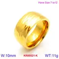 Bague large en acier titane martelé à la main, couleur or, tailles disponibles 7-12 - Taille 7 / Style de Bande Large Martelée (KR85521-K) / Largeur 10mm / Or