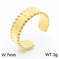 Gold plated stainless steel open ring with textured beads and 7mm wide polished band - Gold Kr107850-kfc / One Size