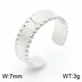Minimalist silver braided stainless steel open ring with beaded edges and polished finish - Steel Color Kr107849-kfc / One Size