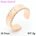 Exaggerated rose gold braided open ring with beaded edge and polished stainless steel - Rose Gold Kr107851 - Kfc / One Size