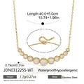 Gold stainless steel necklace with graduated cubic zirconia pendant and measurements - White Zirconia Style (JDN0312255-WT)