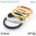 Set di 4 anelli minimalisti in acciaio inossidabile in nero oro oro rosa e argento - n.5 / 3mm (4 Pezzi/Confezione) / Set Multicolore