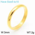 Anello minimalista da 3 mm in acciaio inossidabile dorato, taglie da 5 a 10 - n.5 / 3mm / Oro