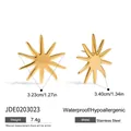 Golden starburst stainless steel earrings, waterproof and hypoallergenic for women - Gold Starburst Stud Earrings (JDE0203023)