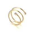 Elegant minimalist gold-plated stainless steel spiral ring with sparkling cubic zirconia accents - Size 6 / Gold