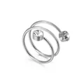 Minimalist silver stainless steel spiral ring with two clear cubic zirconia accents - Size 6 / Silver Style (KR54064-GC)