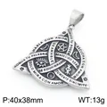 Vintage Viking stainless steel triangle pendant with Eye of Horus and Spanish engraving - Viking Triquetra Pendant (KP117717-LU) / Pendant Only (No Chain)