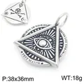 Vintage stainless steel Eye of Horus triangle pyramid pendant for men, size 38x36mm - Freemason All-Seeing Eye Pendant (KP117720-LU) / Pendant Only (No Chain)