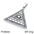 Retro stainless steel pyramid pendant featuring the All-Seeing Eye, 45mm size 21g weight - Pyramid Eye of Horus Pendant (KP117721-LU) / Pendant Only (No Chain)