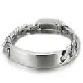 Zilverkleurige titaniumstalen schakelarmband met gladde, graveerbare gebogen ID-plaat. - Stijl A Schakelsketting (KB43738-D) / Stijl A Zilver (KB43738-D)