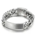 Gepolijste roestvrijstalen schakelarmband met een gladde aanpasbare gebogen ID-plaat - Stijl B Schakelsketting (KB43739-D) / Stijl B Zilver (KB43739-D)