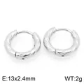 Silver stainless steel twisted hoop earrings with 13x2.4mm size and 2g weight - Mobius Twisted Style (KE120747-GC) / 13x2.4mm / Silver