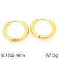 Minimalist gold-plated stainless steel twisted texture hoop earrings, 17mm x 2.4mm - Rhombic Silver Fragment Hoop (KE120750-GC) / 17x2.4mm / Gold