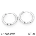 Minimalist stainless steel twisted hoop earrings with 17mm diameter, silver finish - Mobius Twisted Style (KE120751-GC) / 17x2.4mm / Silver