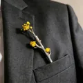 Artistic silver branch brooch mini vase design for dried flowers on suit jacket - Creative Branch Flower Holder Style / Silver