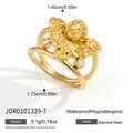 Elegante anello a forma di angelo in acciaio inossidabile dorato con pietre in zircone - Anello in Strass Angelo Cupido(JDR0101329-7) / Taglia 7