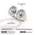 Polished silver stainless steel metal ring variant with weight and size specifications - Smooth Sphere Open Ring (JDR0101327-S)