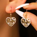 Elegant gold heart-shaped MaMa earrings with cubic zirconia crystals, Mother's Day gift - MAMA Heart Earrings (Flower/16-6752)