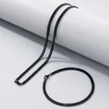 Minimalistische zwarte roestvrijstalen schakelketting en armband sieradenset voor unisex - 3.5mm Zwart / Armband 20cm
