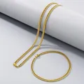 Goldfarbenes Edelstahl-Panzerketten-Halsketten- und Armband-Schmuckset für Damen und Herren - 3.5mm / Armband 20cm / Gold
