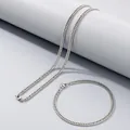 Elegantes Set aus Halskette und Armband, silberner Edelstahl NK Panzerkette für Alltag - 3.5mm / Armband 20cm / Stahlfarben