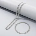 Klassisches silbernes Edelstahl-Panzerketten-Set aus Halskette und Armband für Damen und Herren - 4.5mm / Armband 20cm / Stahlfarben