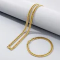 Goldfarbenes Edelstahl-Panzerketten-Set aus Halskette und Armband für Damen und Herren - 5.5mm / Armband 20cm / Gold