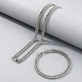 Ensemble collier et bracelet en maille gourmette en acier inoxydable poli argenté - 6mm Bracelet / Acier / 20cm