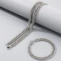 Ensemble de bijoux collier et bracelet gourmette NK classique en acier argenté pour hommes - 7mm Acier / Bracelet 20cm