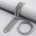 Ensemble de bijoux collier et bracelet en acier inoxydable argenté maille gourmette NK - 20cm / Bracelet / 10mm / Acier