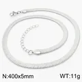 Chaîne serpent plate en acier inoxydable argenté, largeur 5mm, longueur 400mm, chic poli - Collier 5mm x 400mm