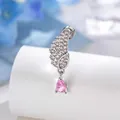 Elegant angel wing titanium cartilage piercing earring with dangling pink teardrop crystal - 3# Pink Water Drop Wing (A1216) / Single Piece / Pink